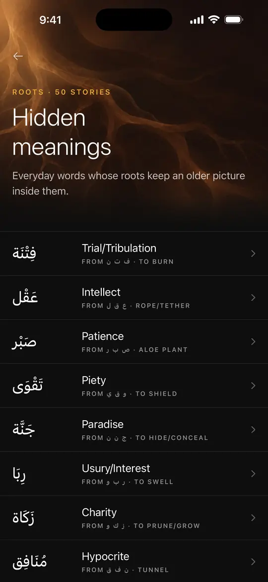 The Hidden Meanings list in Roots